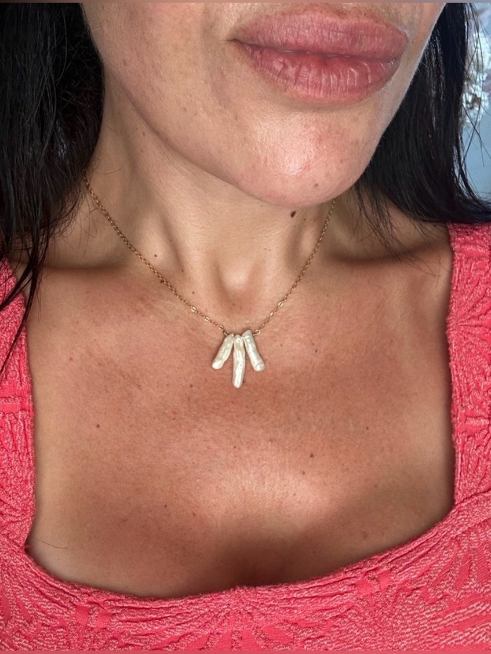 Genuine Baroque Freshwater Pearl Gold Necklace Organic Statement